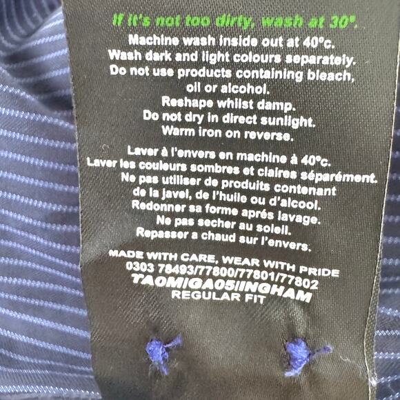 Ted Baker Mens Button Shirt Size XL Regular Fit Stripe Cotton Classic Purple - Picture 8 of 10